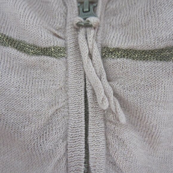 Wrap Womens 10 Mauve Pink Gold Metallic Stripe Linen LS Cardigan Sweater M - Picture 6 of 13